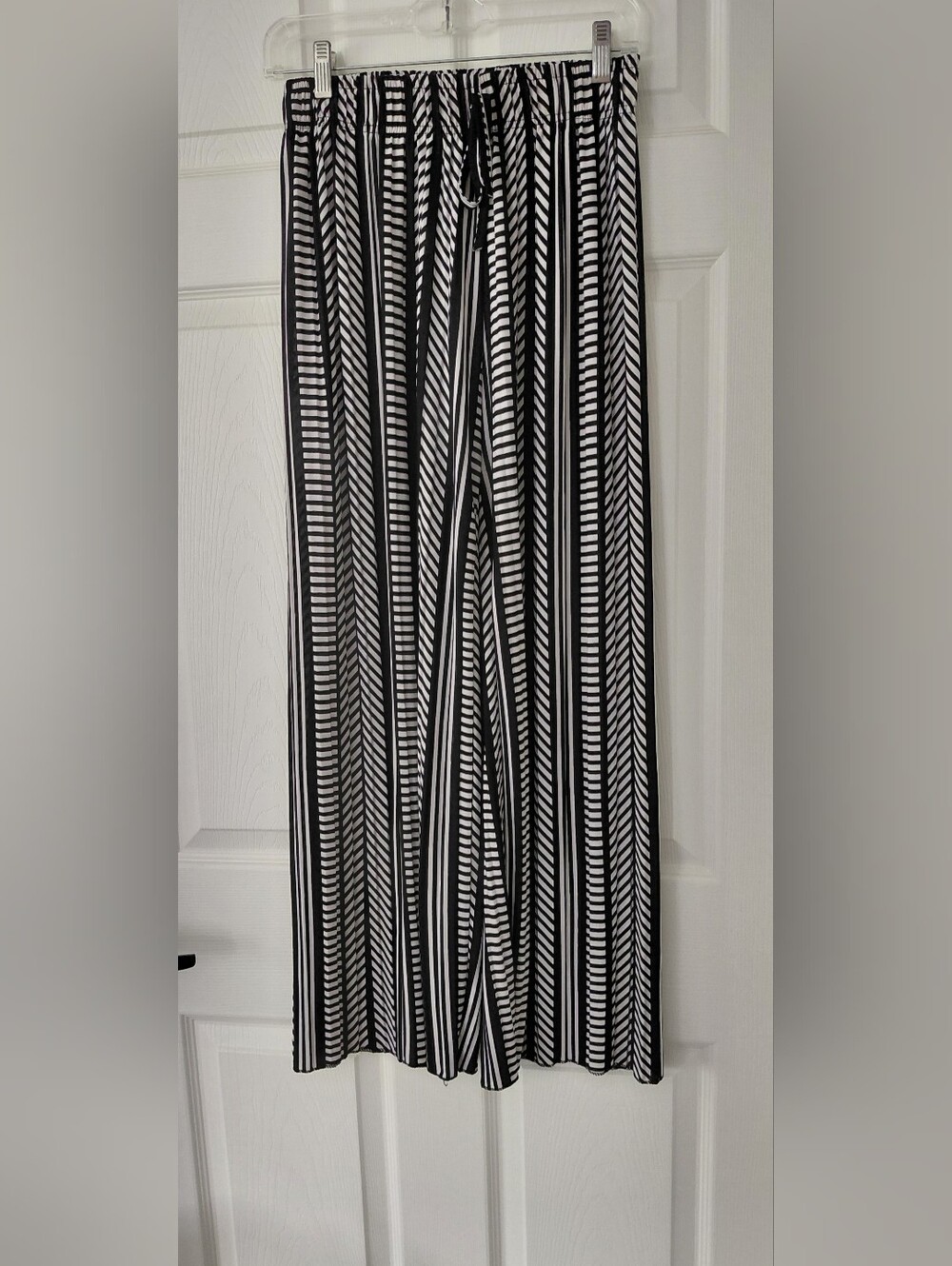 Black & White Striped Wide Leg Pants